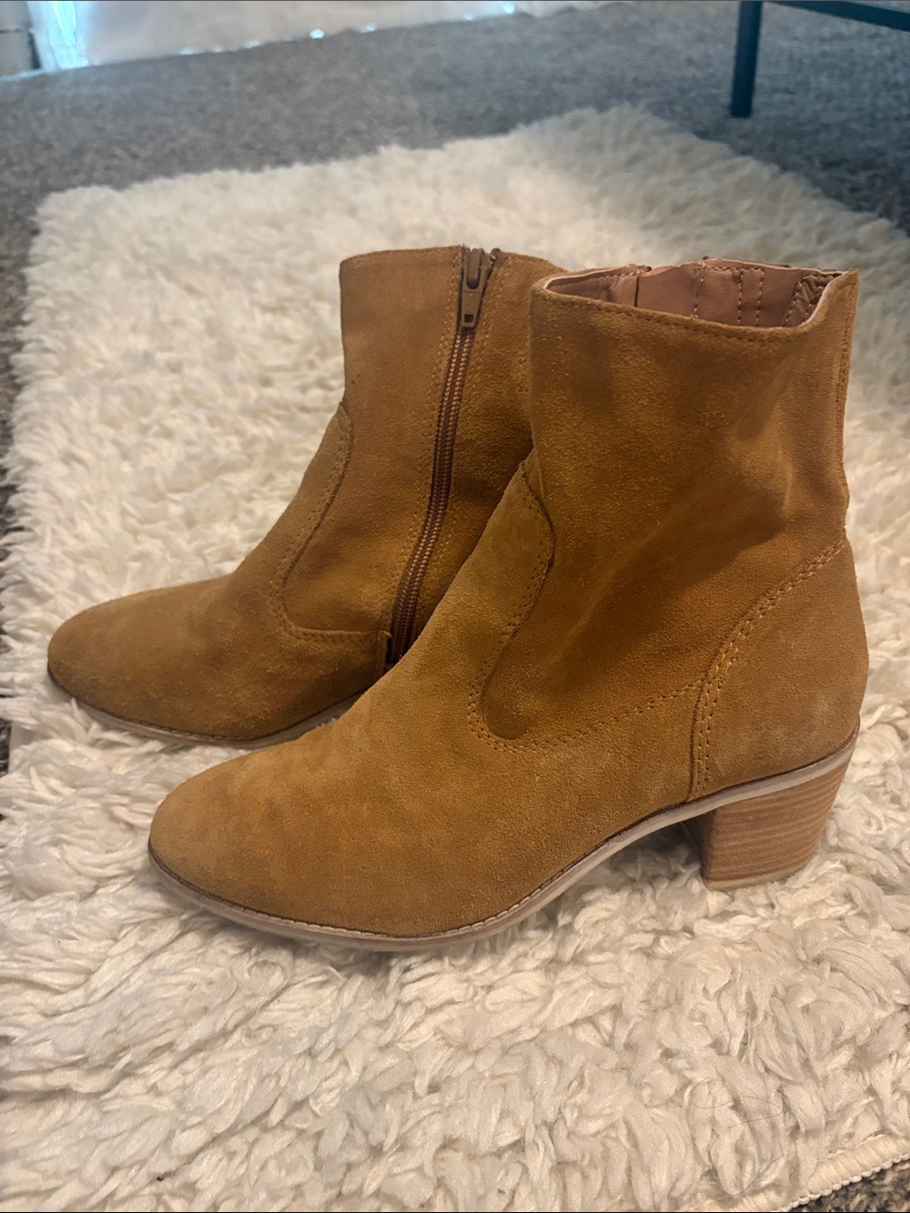 Crevo Tan Suede Ankle Booties